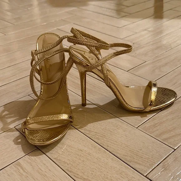 Lulus Gold Strappy Heels - Picture 1 of 2